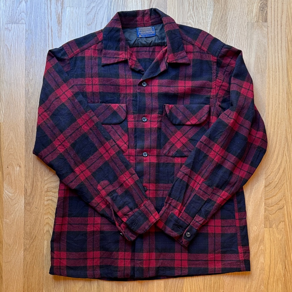 Vintage Pendleton Red and Black Wool Board Shirt